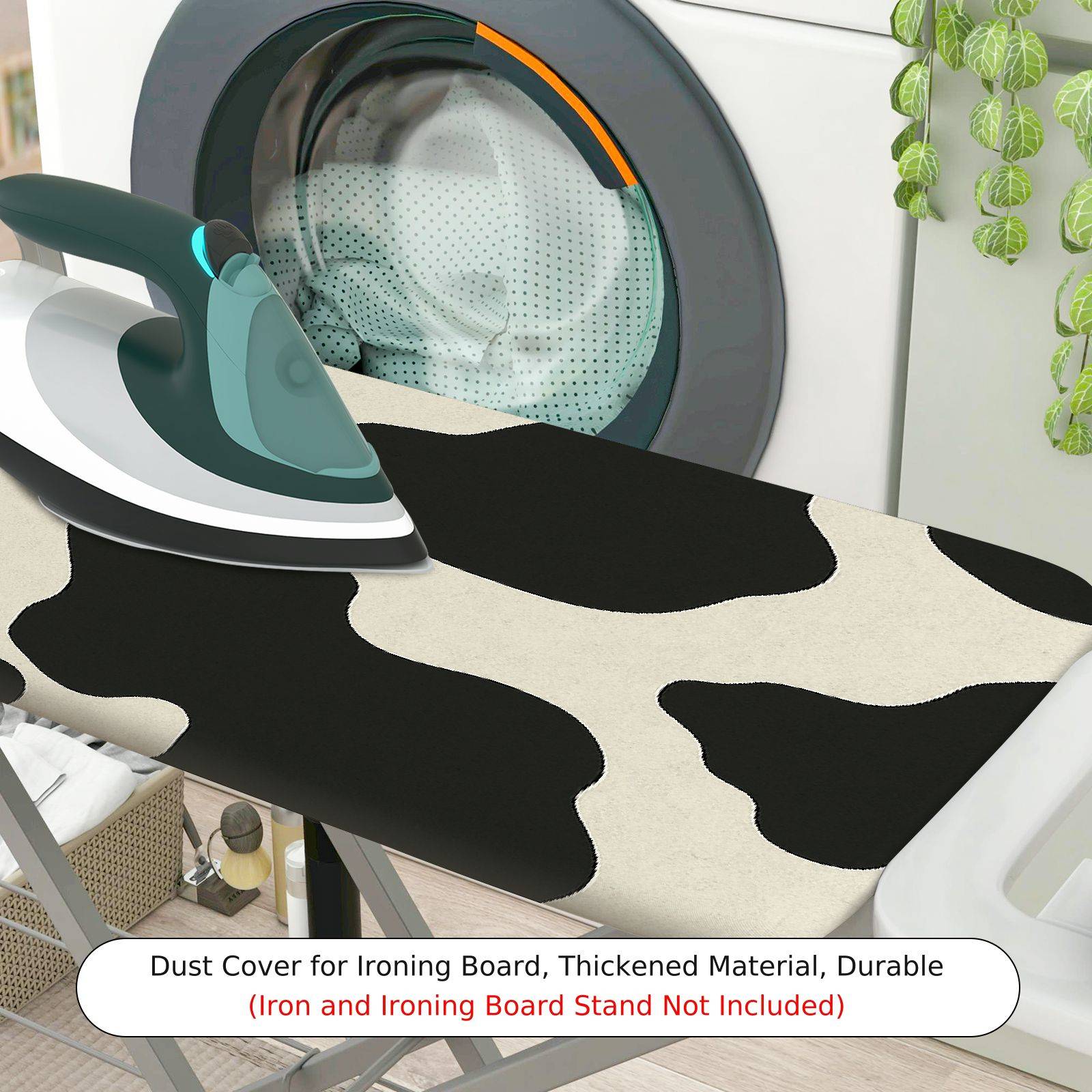 1-Piece Cow Print Animal Pattern Black and White  Ironing Board Cover, Universal Size, Without Board