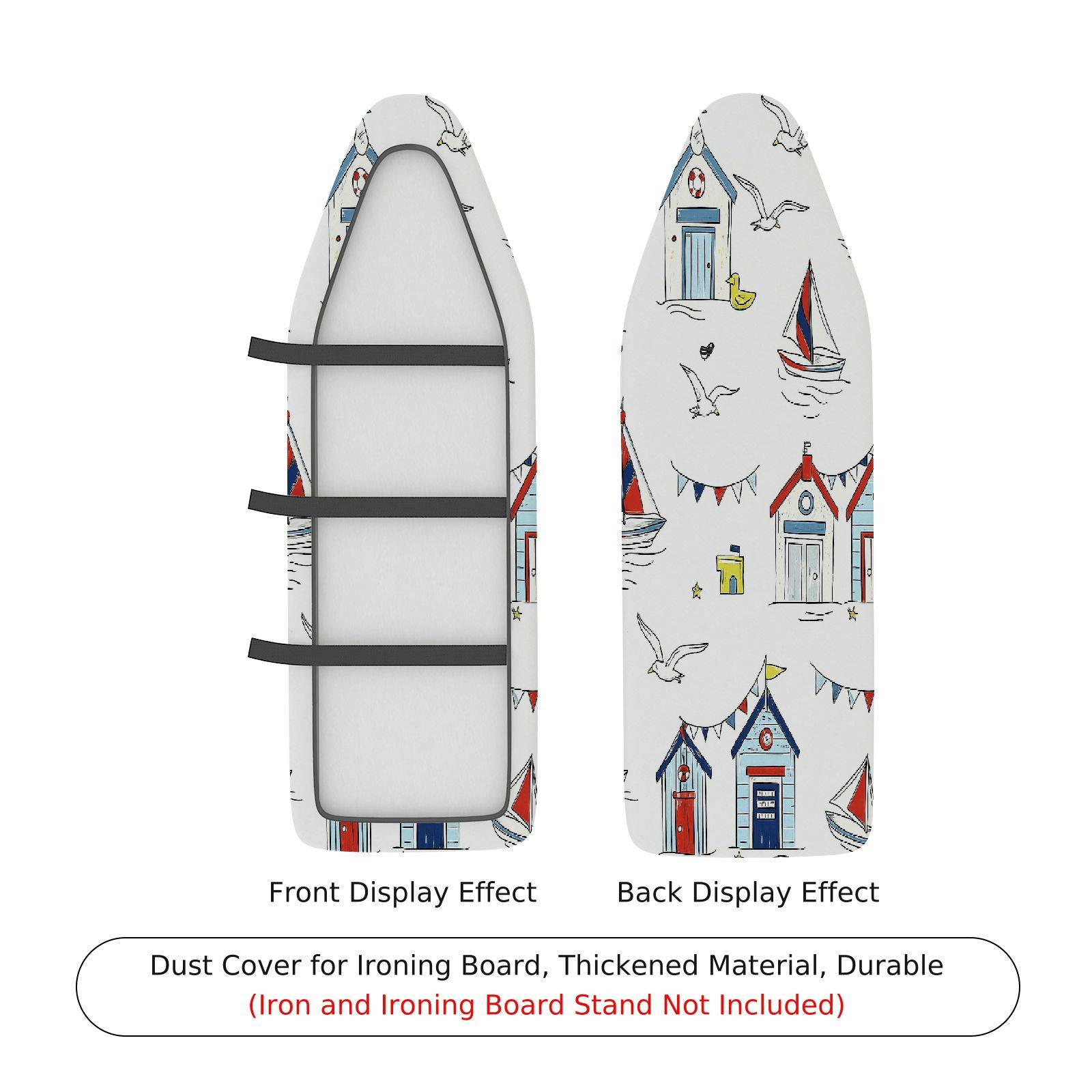 1-Piece seaside house seagull ocean  Ironing Board Cover, Universal Size, Without Board