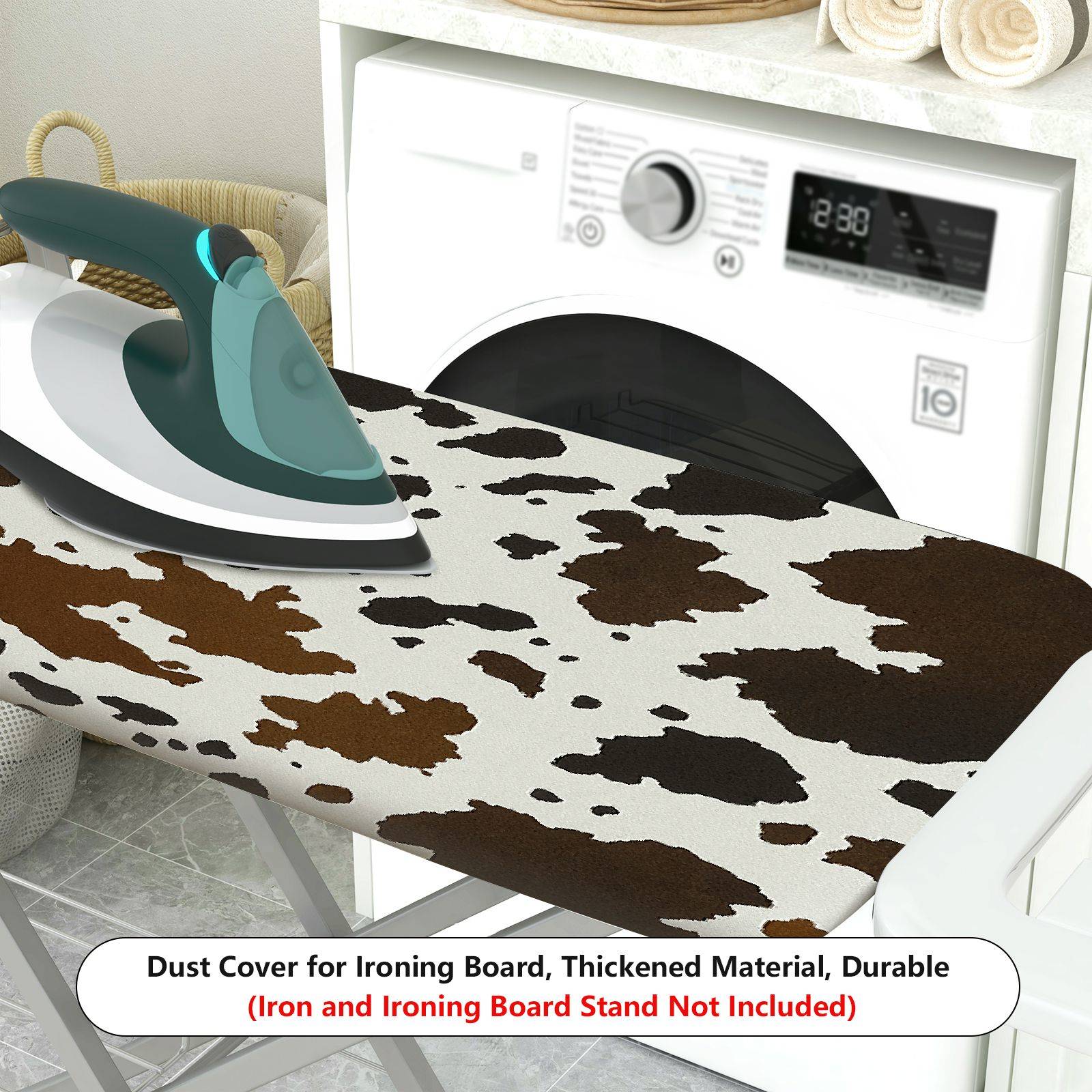 1-Piece Cow Pattern Animal Print Brown Black Theme  Ironing Board Cover, Universal Size, Without Board