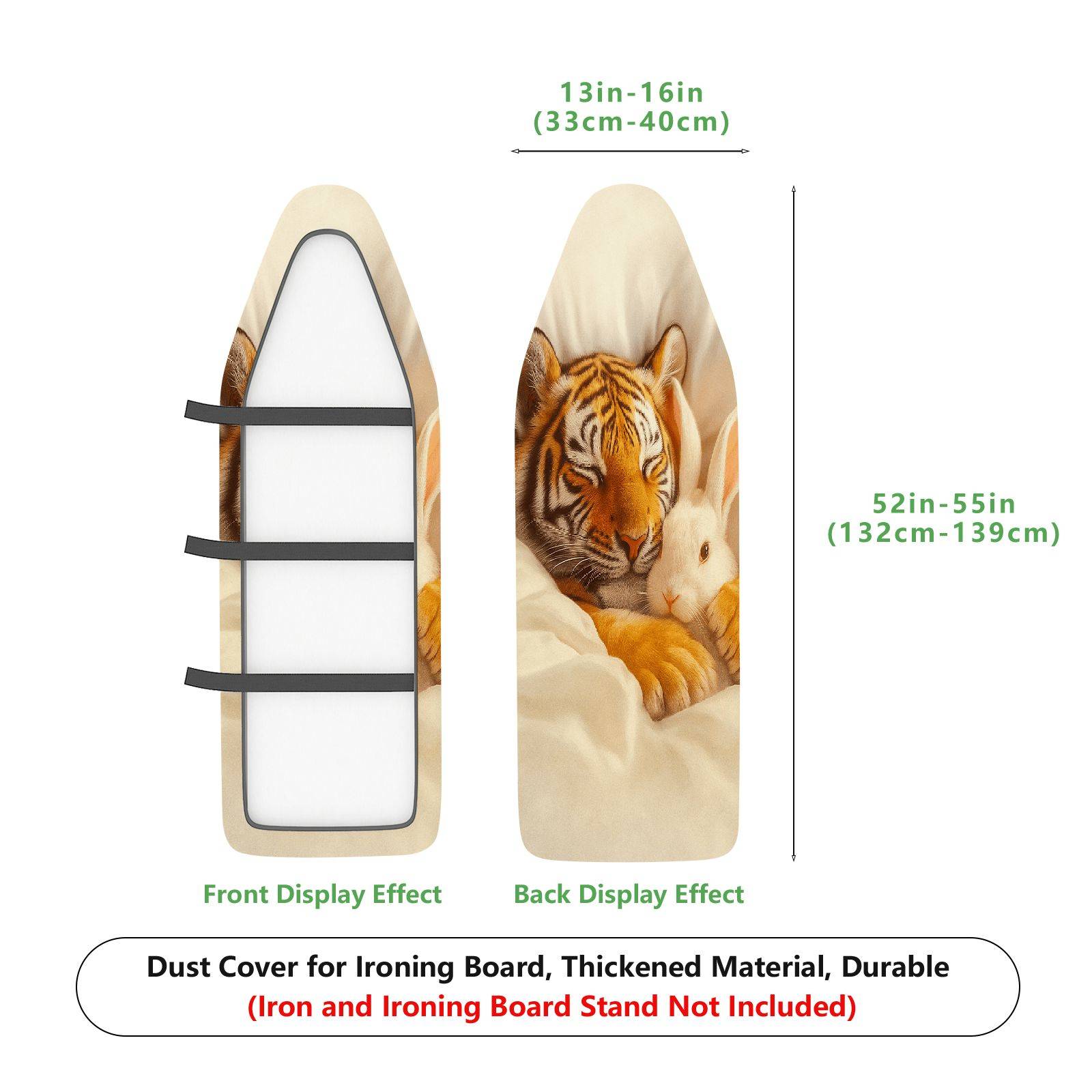 1-Piece Tiger Rabbit Animal  Ironing Board Cover, Universal Size, Without Board
