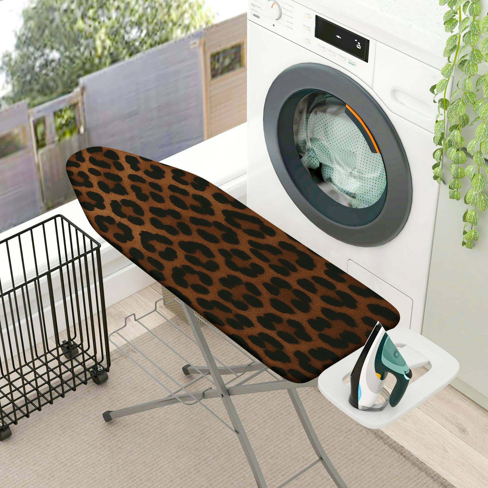 1-Piece Leopard Animal Print Brown  Ironing Board Cover, Universal Size, Without Board