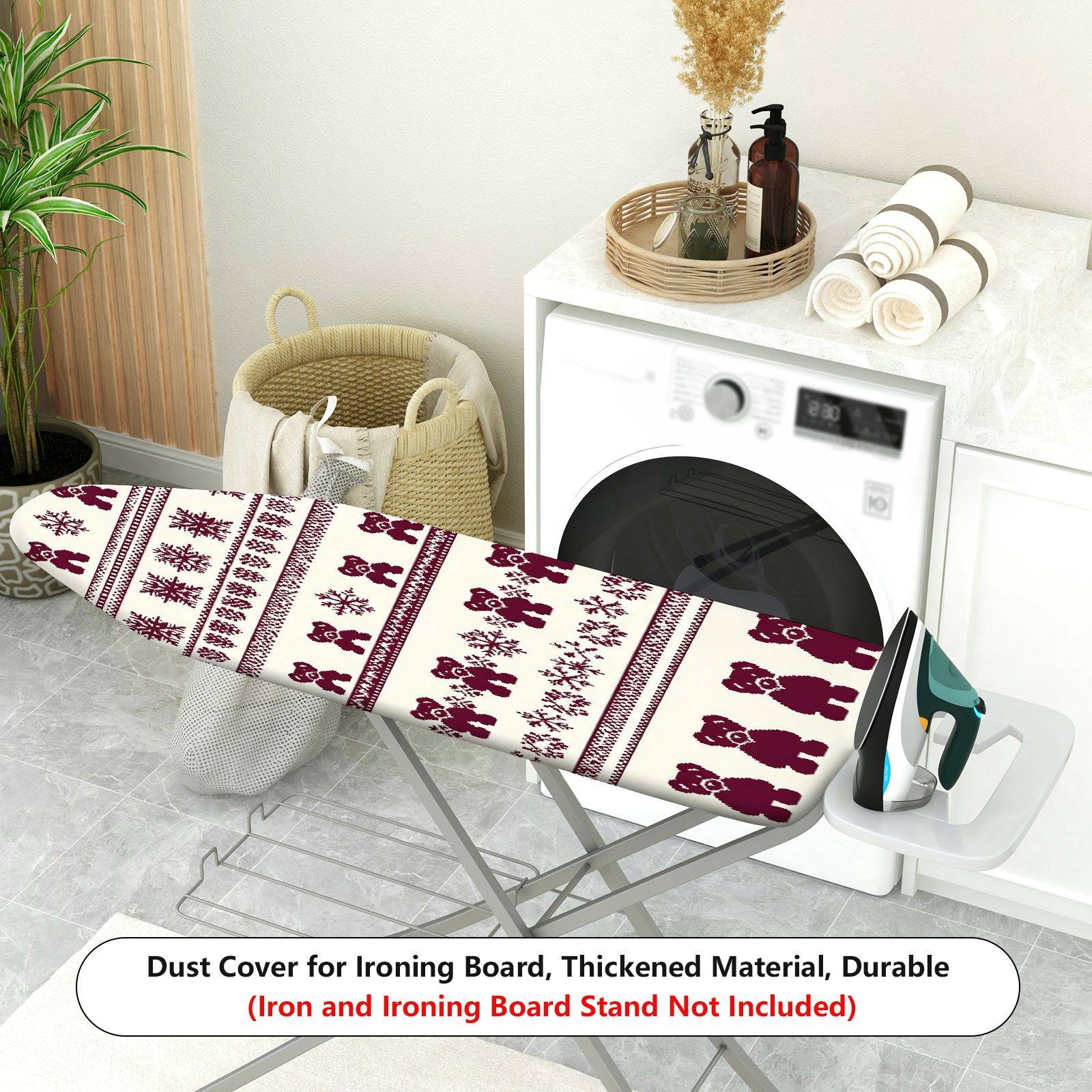 1-Piece Bear Snowflake Christmas  Ironing Board Cover, Universal Size, Without Board