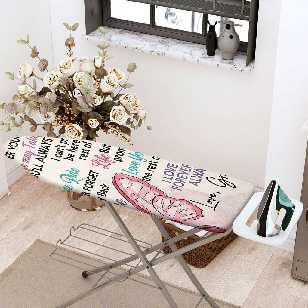 1-Piece Text Printed Pink Love  Ironing Board Cover, Universal Size, Without Board