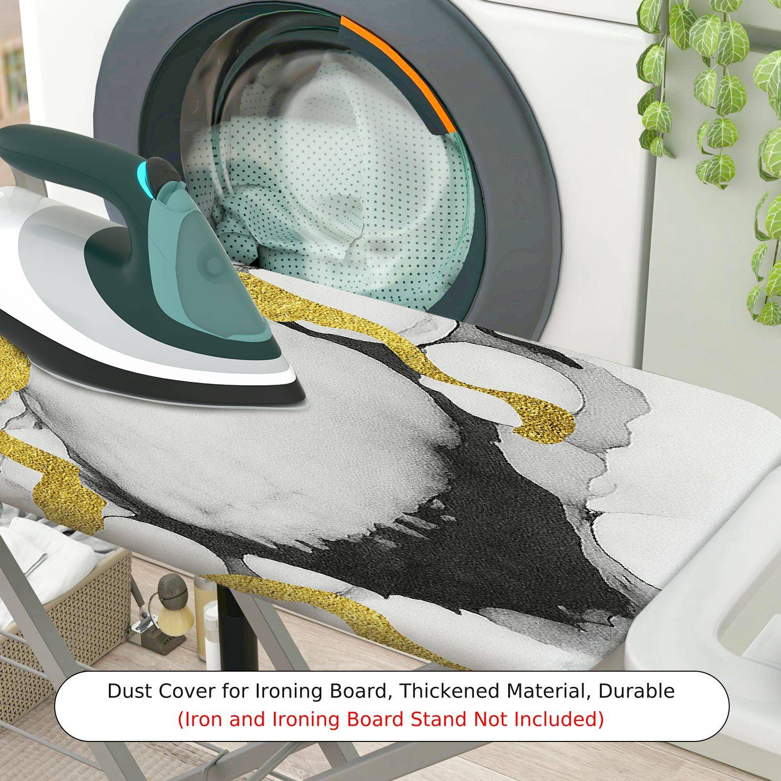 1-Piece Marble Gold Abstract  Ironing Board Cover, Universal Size, Without Board