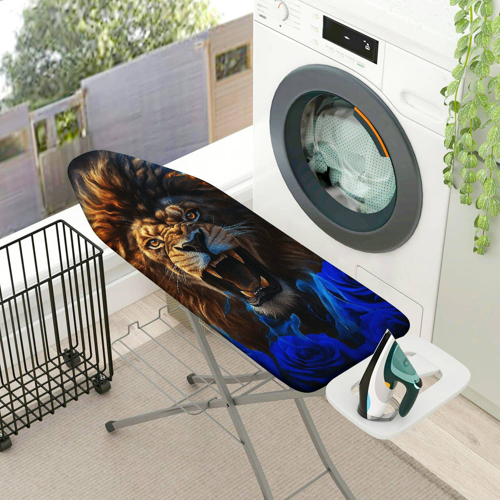 1-Piece Lion Blue Rose Abstract  Ironing Board Cover, Universal Size, Without Board