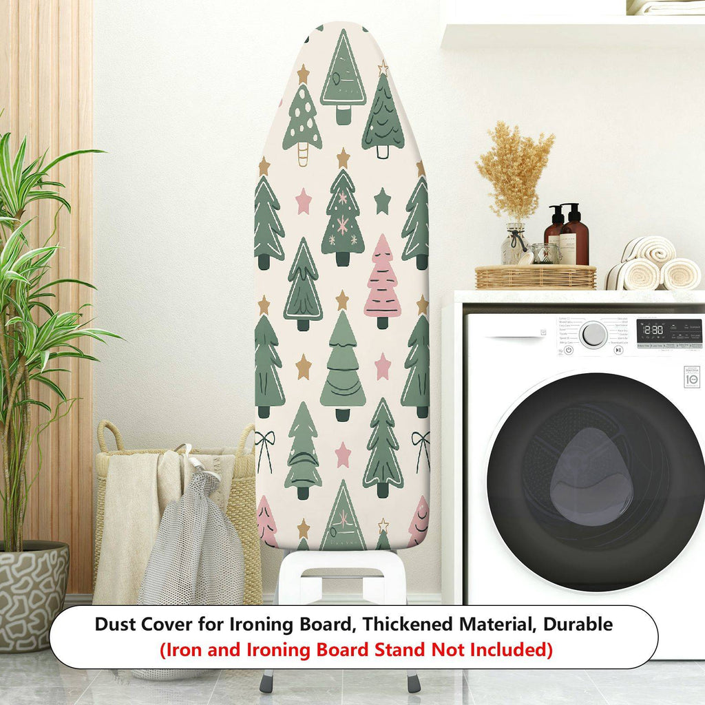 1-Piece Christmas Trees Stars Bows  Ironing Board Cover, Universal Size, Without Board