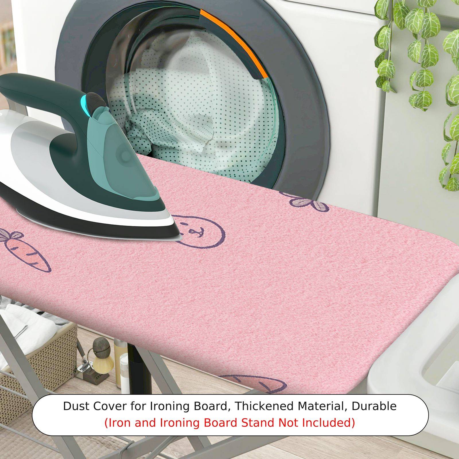 1-Piece Bunny Carrot Pink  Ironing Board Cover, Universal Size, Without Board