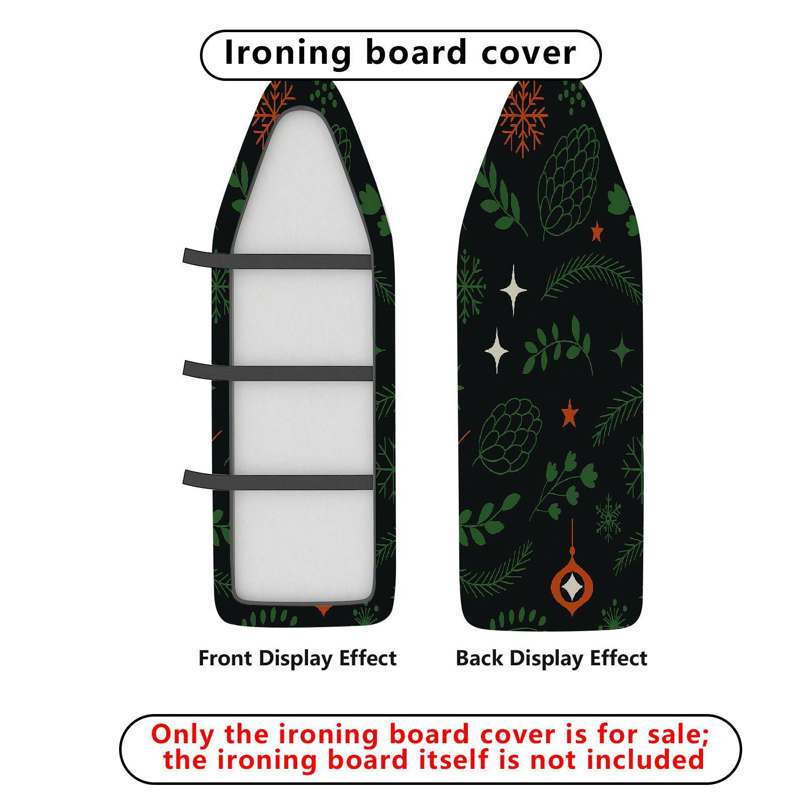 1-Piece Christmas Leaf Star  Ironing Board Cover, Universal Size, Without Board