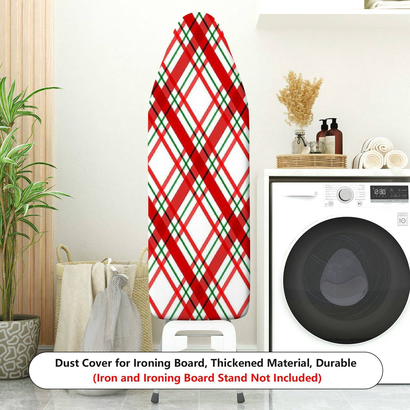 1-Piece Christmas Plaid Red  Ironing Board Cover, Universal Size, Without Board