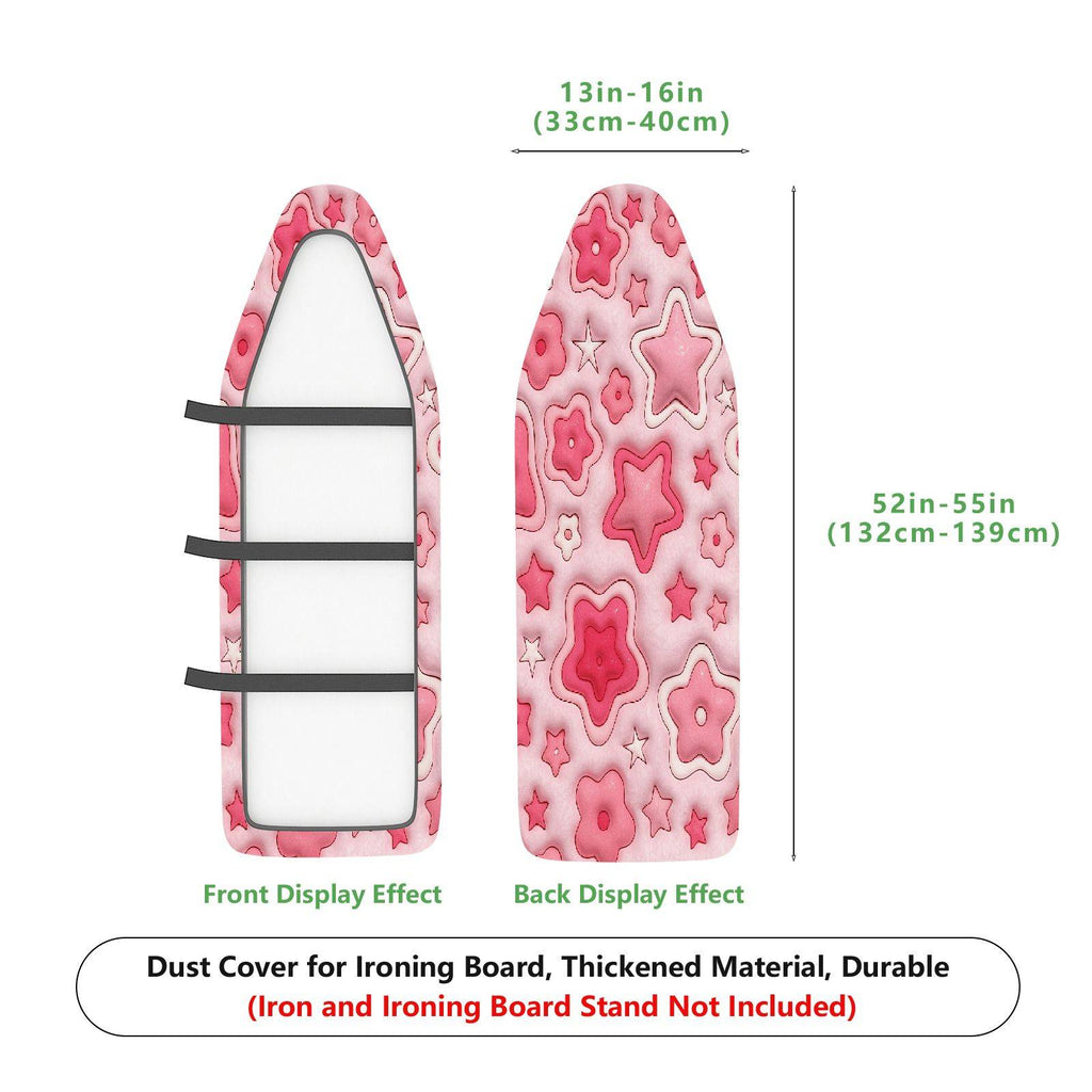 1-Piece Pink Floral Star  Ironing Board Cover, Universal Size, Without Board
