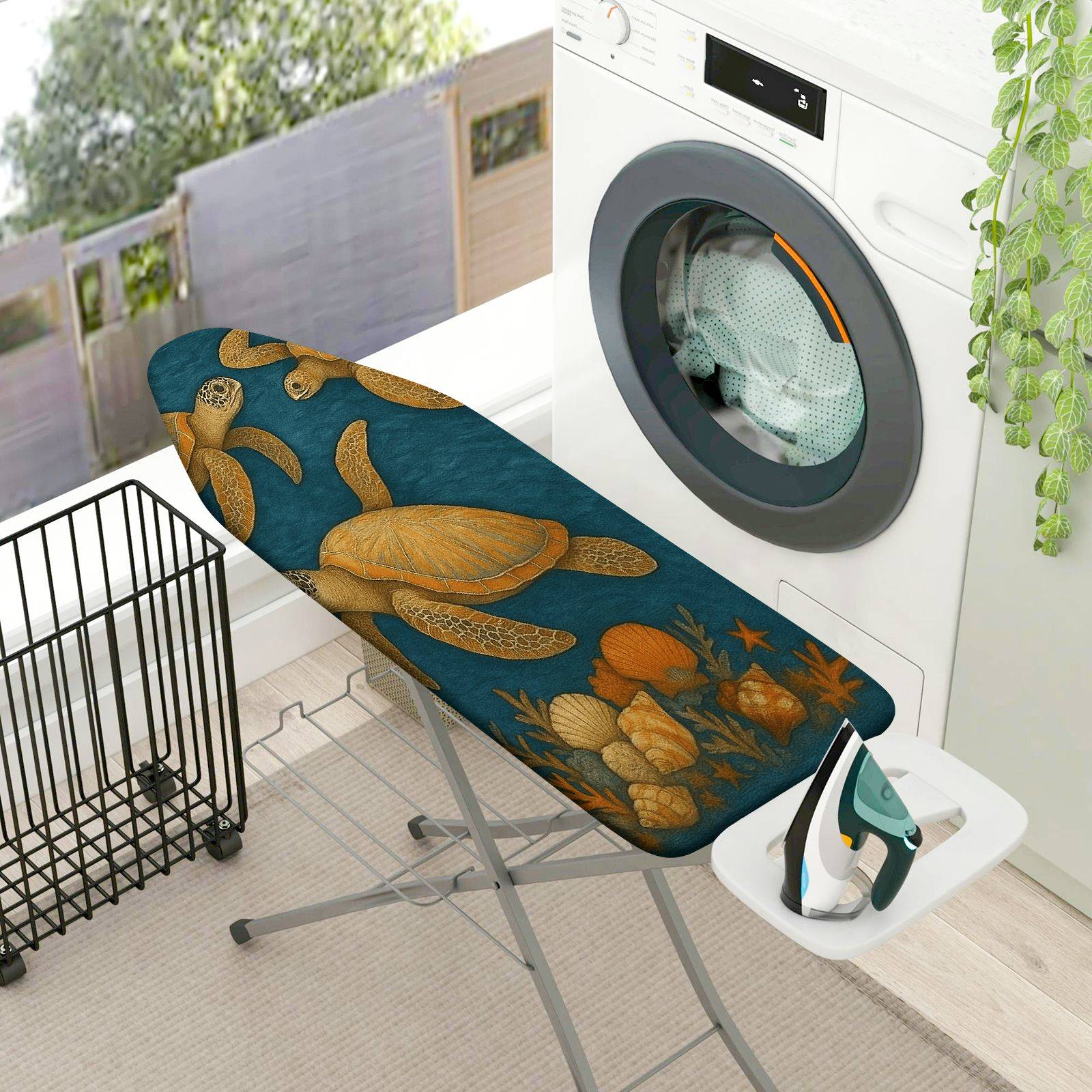 1-Piece Sea Turtle Ocean Marine Life  Ironing Board Cover, Universal Size, Without Board