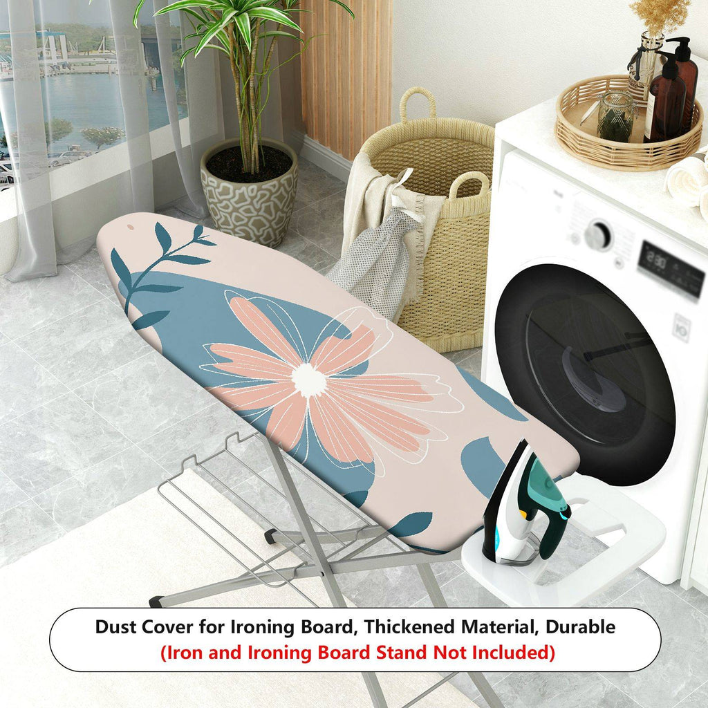 1-Piece Floral Pattern Blue Beige Leaves  Ironing Board Cover, Universal Size, Without Board
