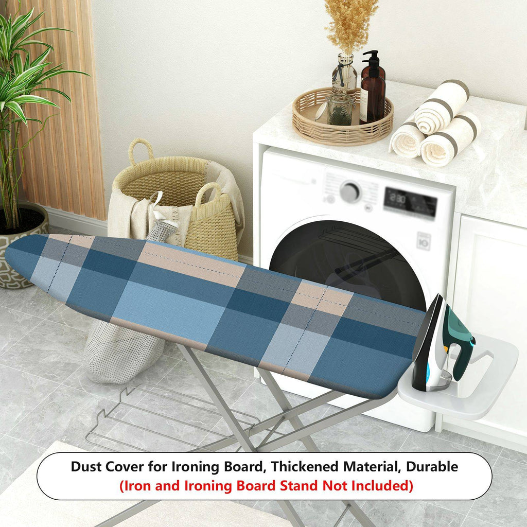 1-Piece Plaid Pattern Blue Beige Checkered  Ironing Board Cover, Universal Size, Without Board