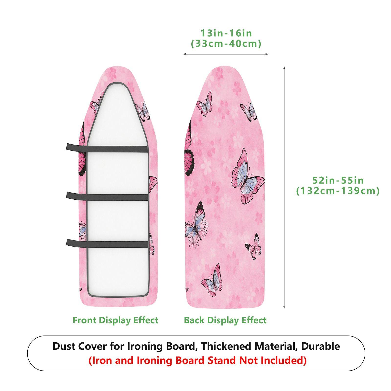 1-Piece Pink Butterfly Floral  Ironing Board Cover, Universal Size, Without Board