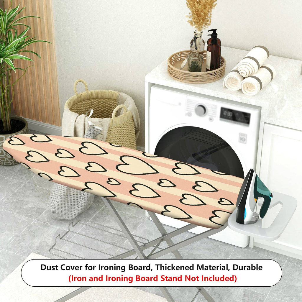 1-Piece Heart Pattern Pink Beige Striped  Ironing Board Cover, Universal Size, Without Board