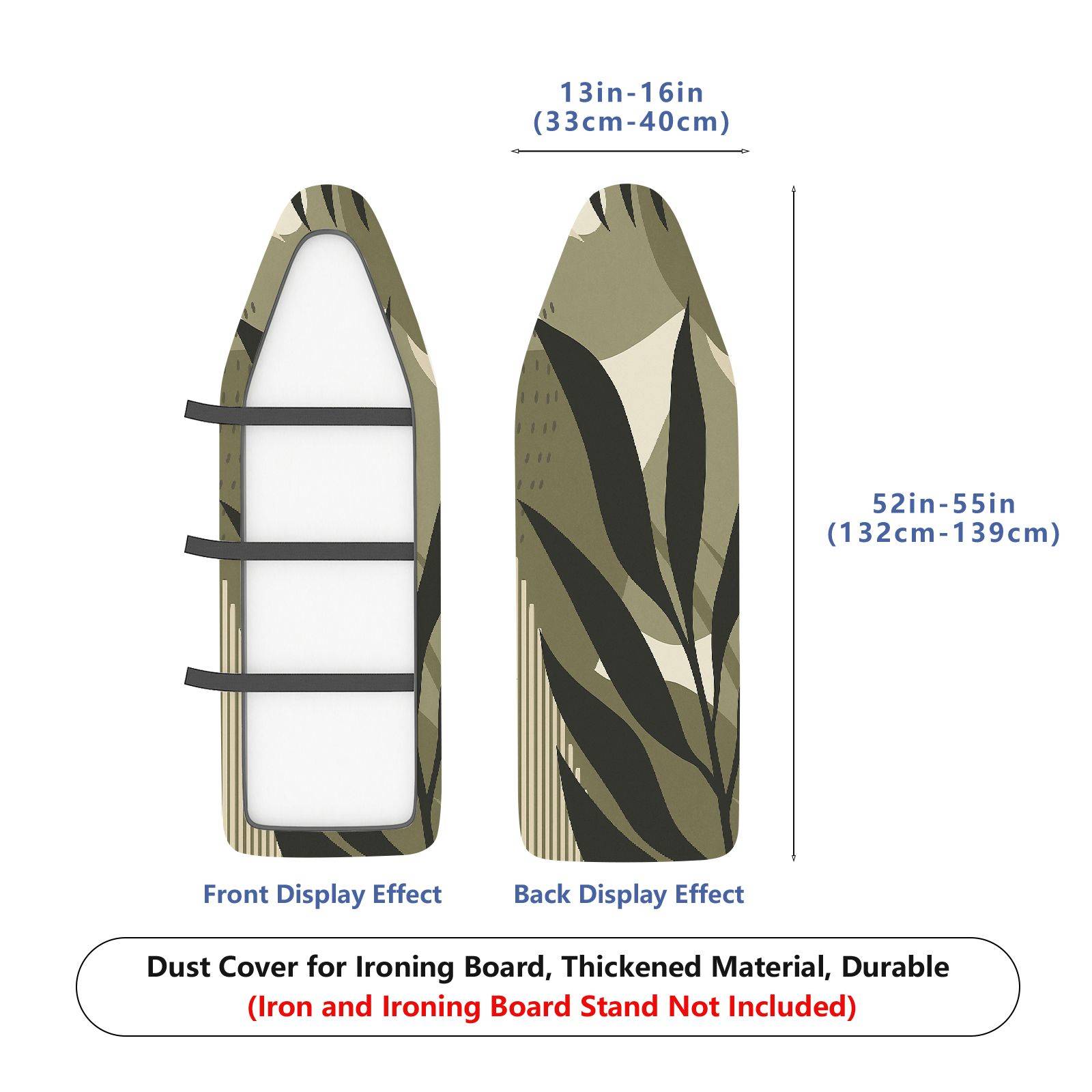 1-Piece Abstract Leaf Green Beige  Ironing Board Cover, Universal Size, Without Board