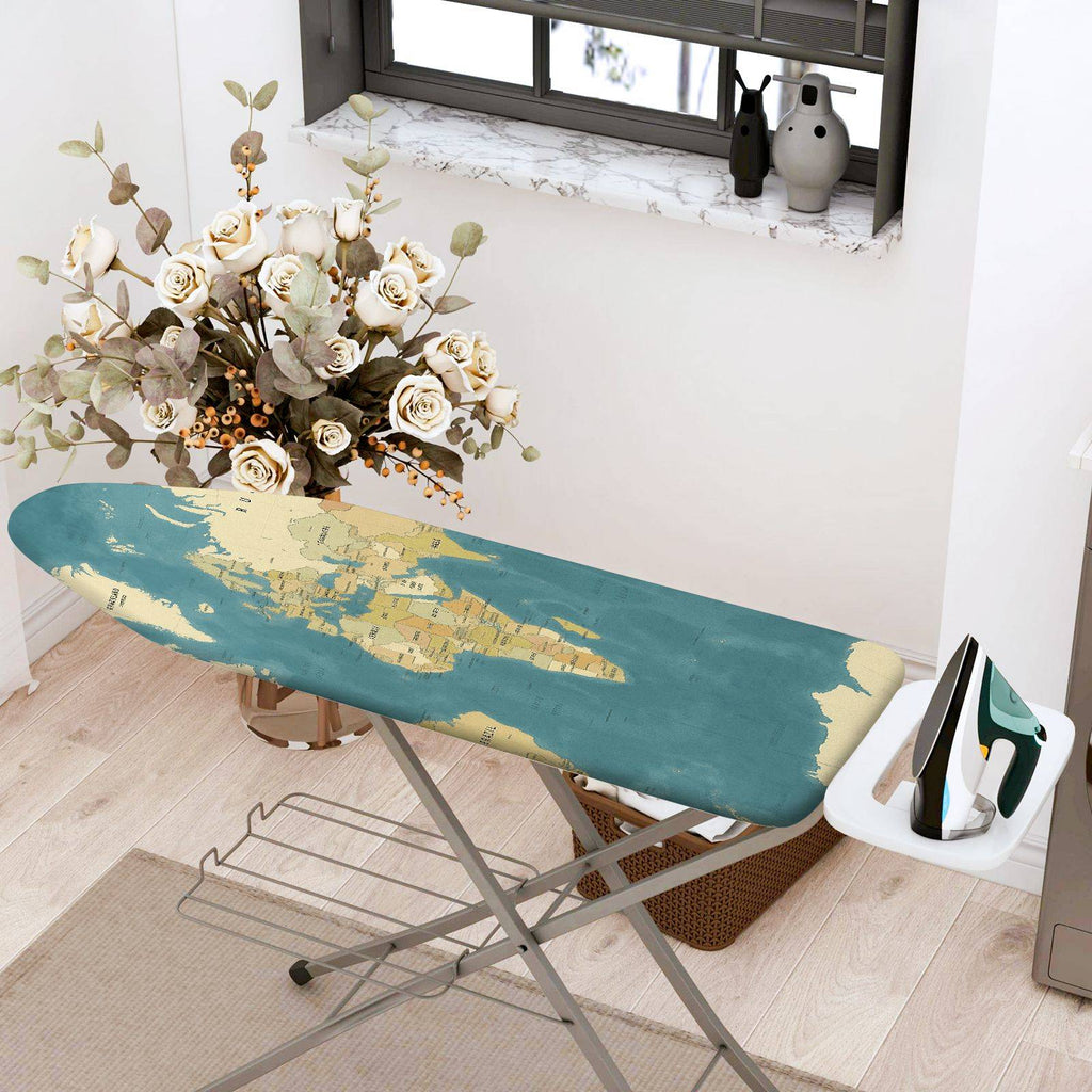 1-Piece Vintage Map Retro Travel World  Ironing Board Cover, Universal Size, Without Board