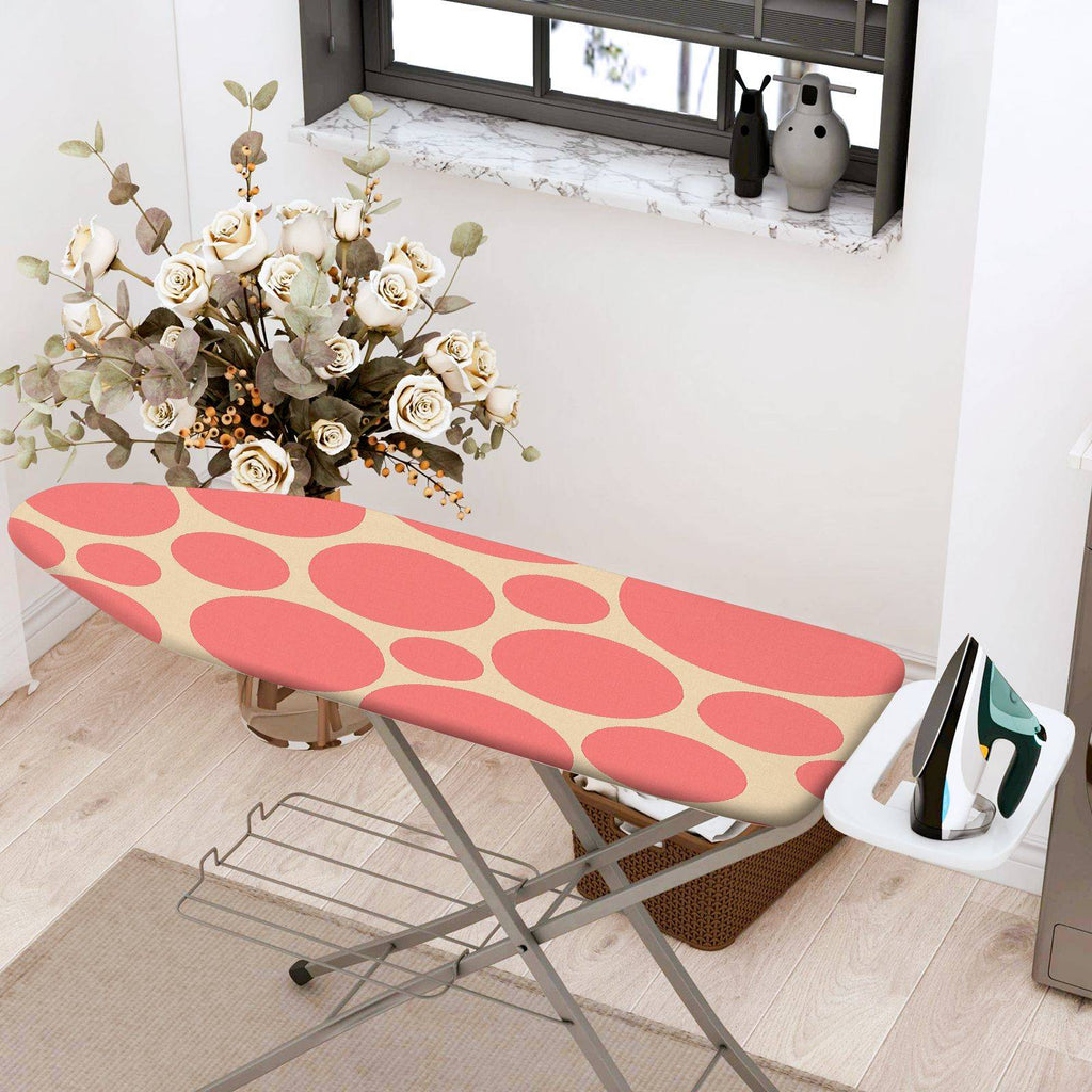 1-Piece Pink Polka Dots Pattern  Ironing Board Cover, Universal Size, Without Board