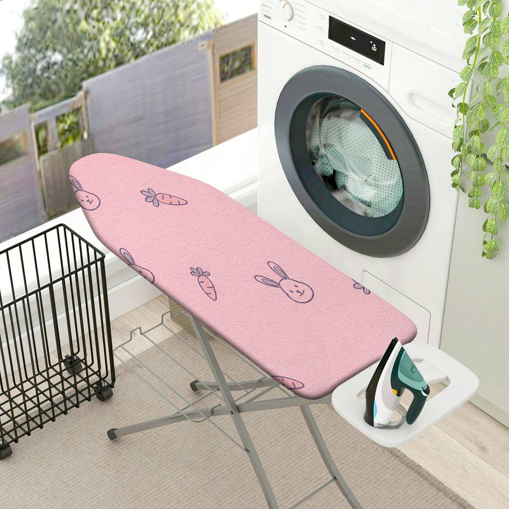 1-Piece Bunny Carrot Pink  Ironing Board Cover, Universal Size, Without Board