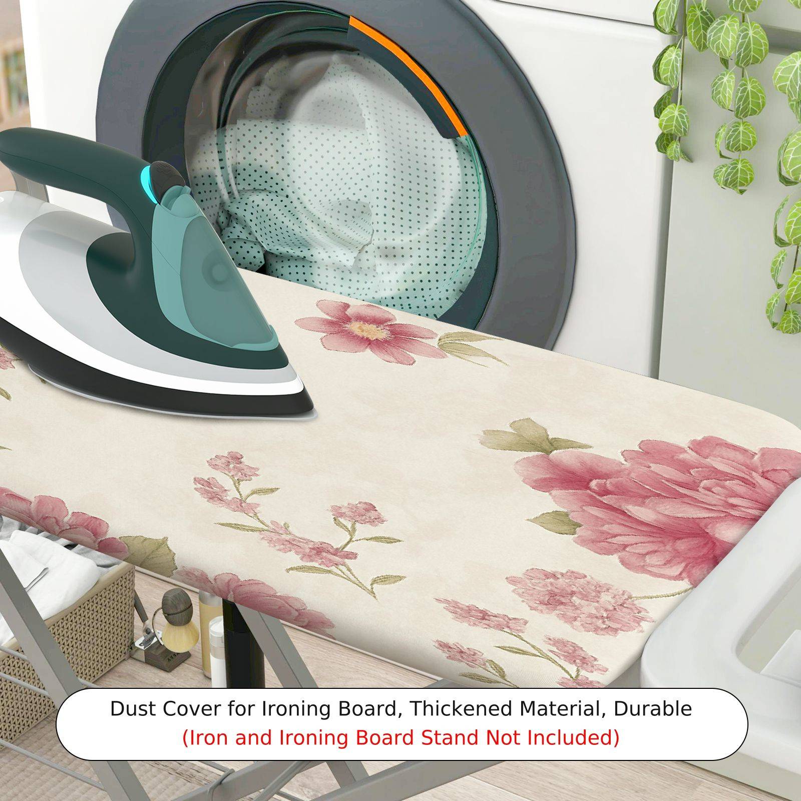 1-Piece Floral Pink Green  Ironing Board Cover, Universal Size, Without Board