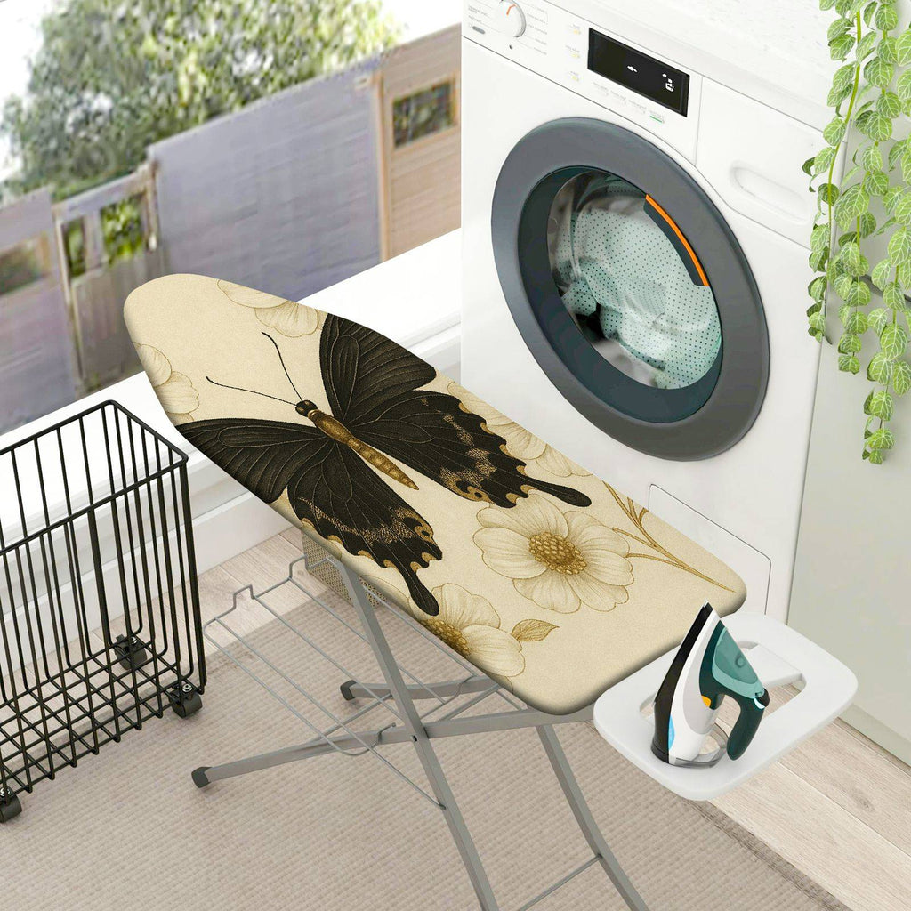 1-Piece Butterfly Floral Beige  Ironing Board Cover, Universal Size, Without Board