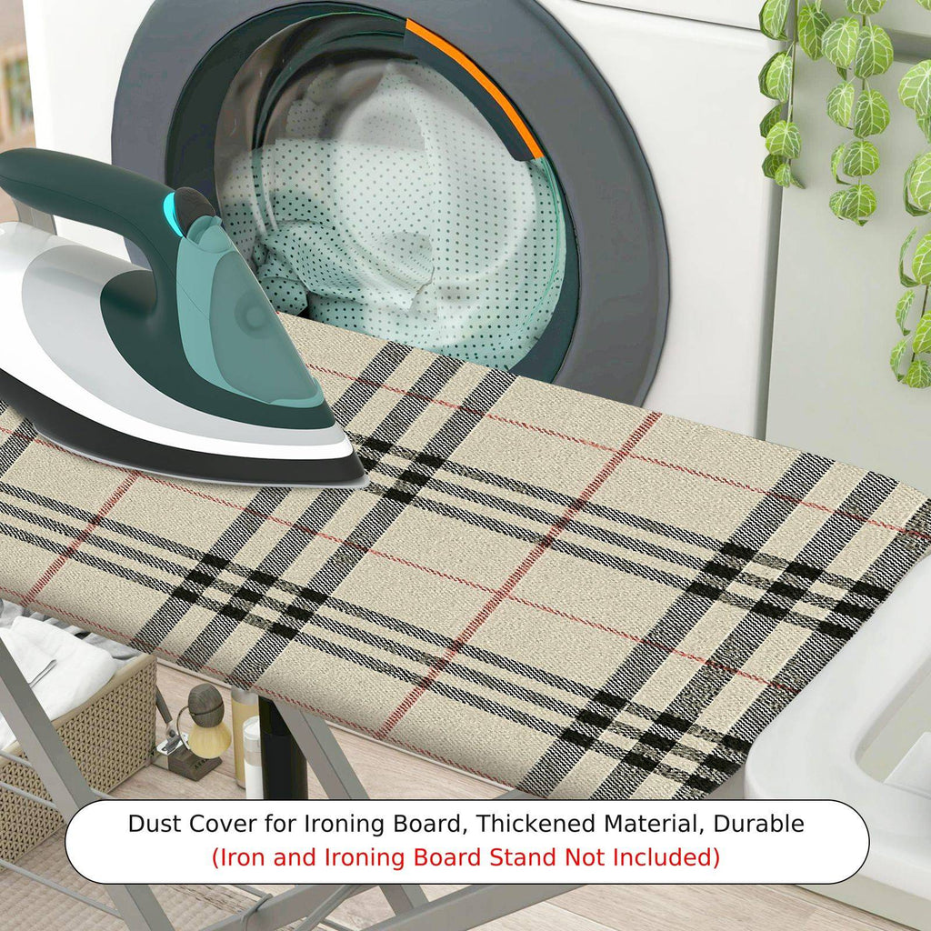 1-Piece Plaid Checkered Beige  Ironing Board Cover, Universal Size, Without Board