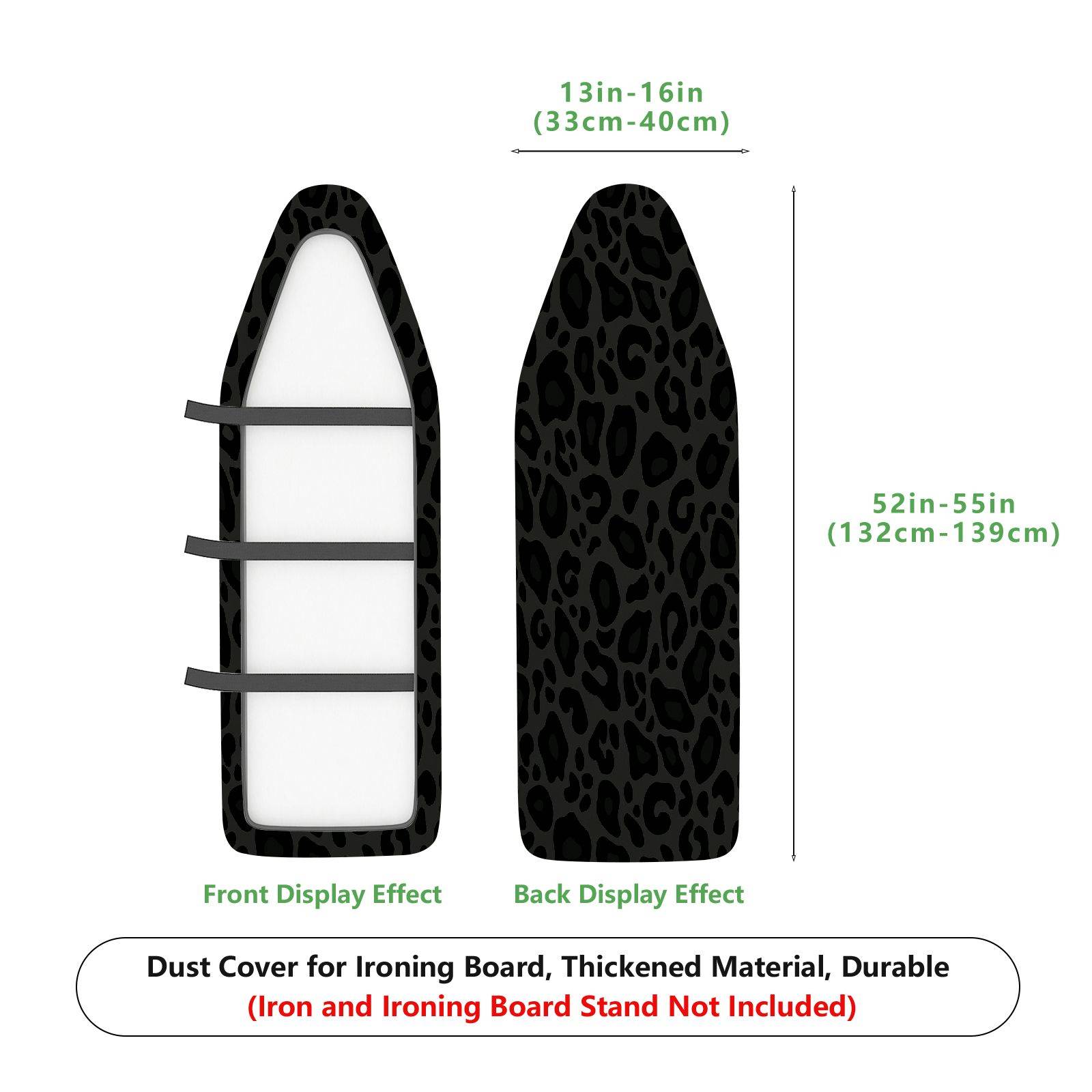 1-Piece Leopard Print Black Pattern Animal  Ironing Board Cover, Universal Size, Without Board