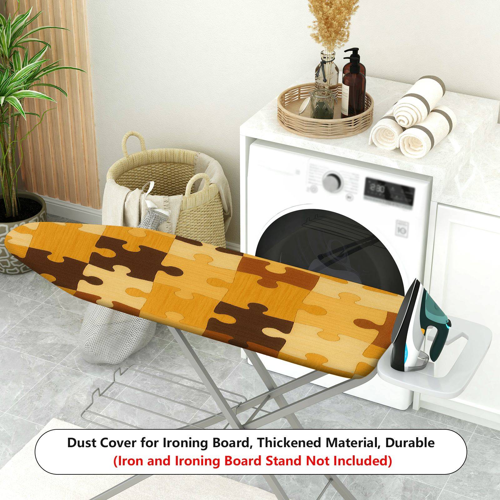 1-Piece Puzzle Patchwork Beige Brown  Ironing Board Cover, Universal Size, Without Board