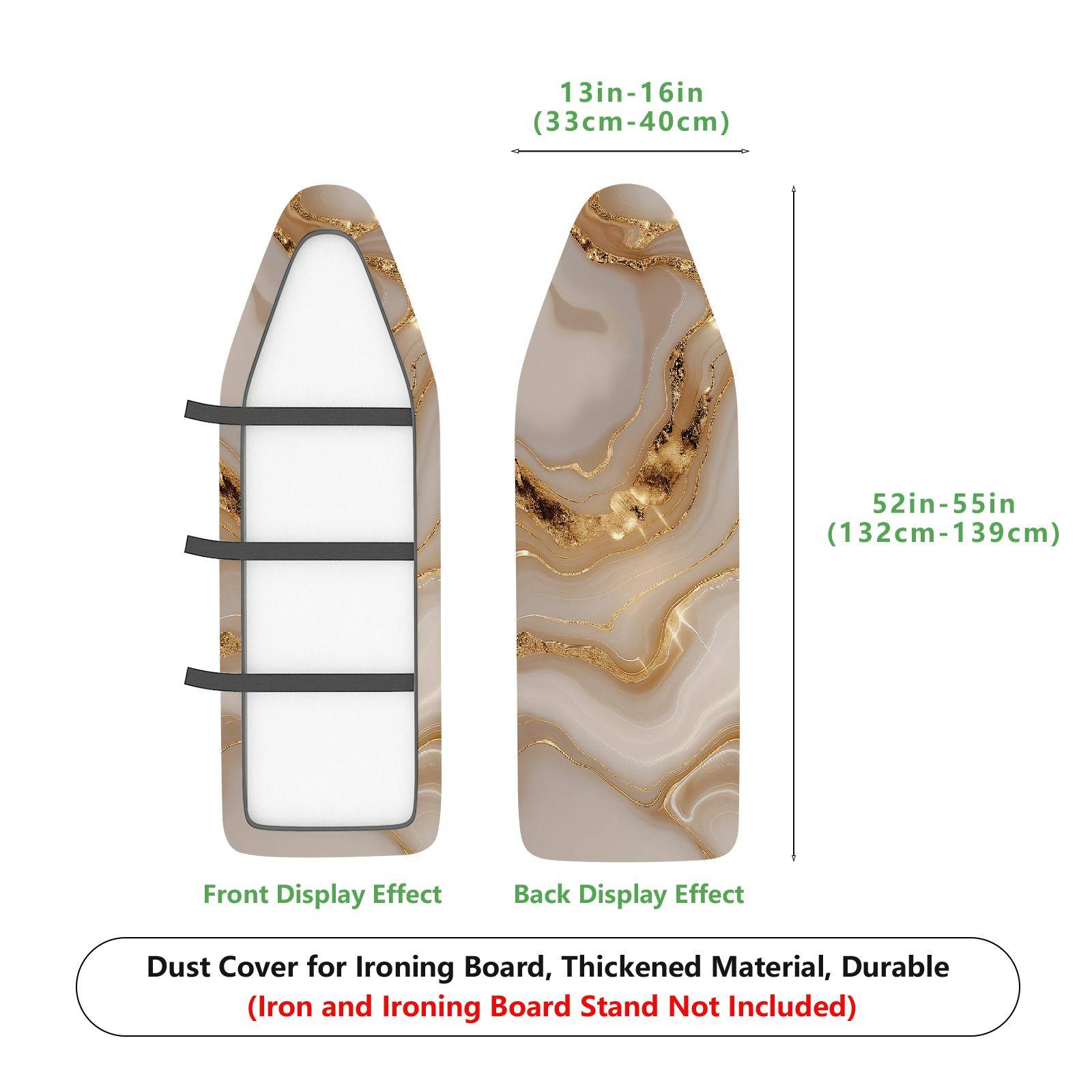 1-Piece Marble Pattern Golden Beige Wave  Ironing Board Cover, Universal Size, Without Board