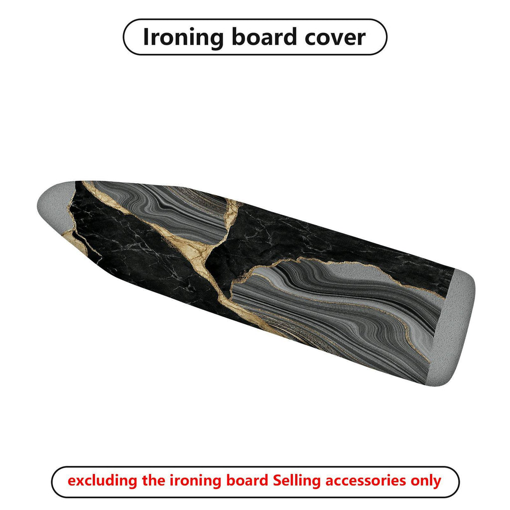 1-Piece Marble Black Gold Abstract  Ironing Board Cover, Universal Size, Without Board