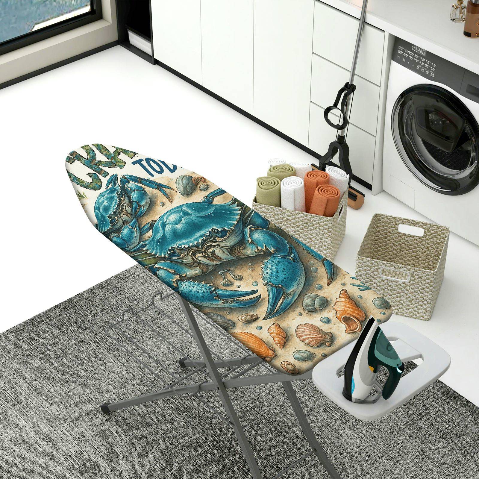1-Piece Crab Beach Ocean  Ironing Board Cover, Universal Size, Without Board
