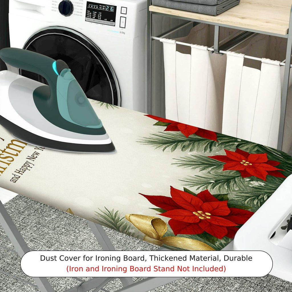 1-Piece Christmas Poinsettia Ornaments  Ironing Board Cover, Universal Size, Without Board