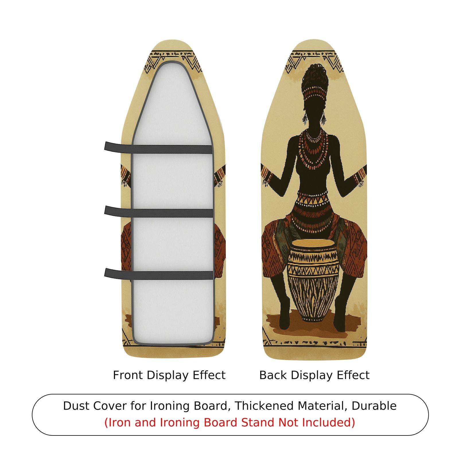 1-Piece African Tribal Art Ethnic Woman Drum  Ironing Board Cover, Universal Size, Without Board