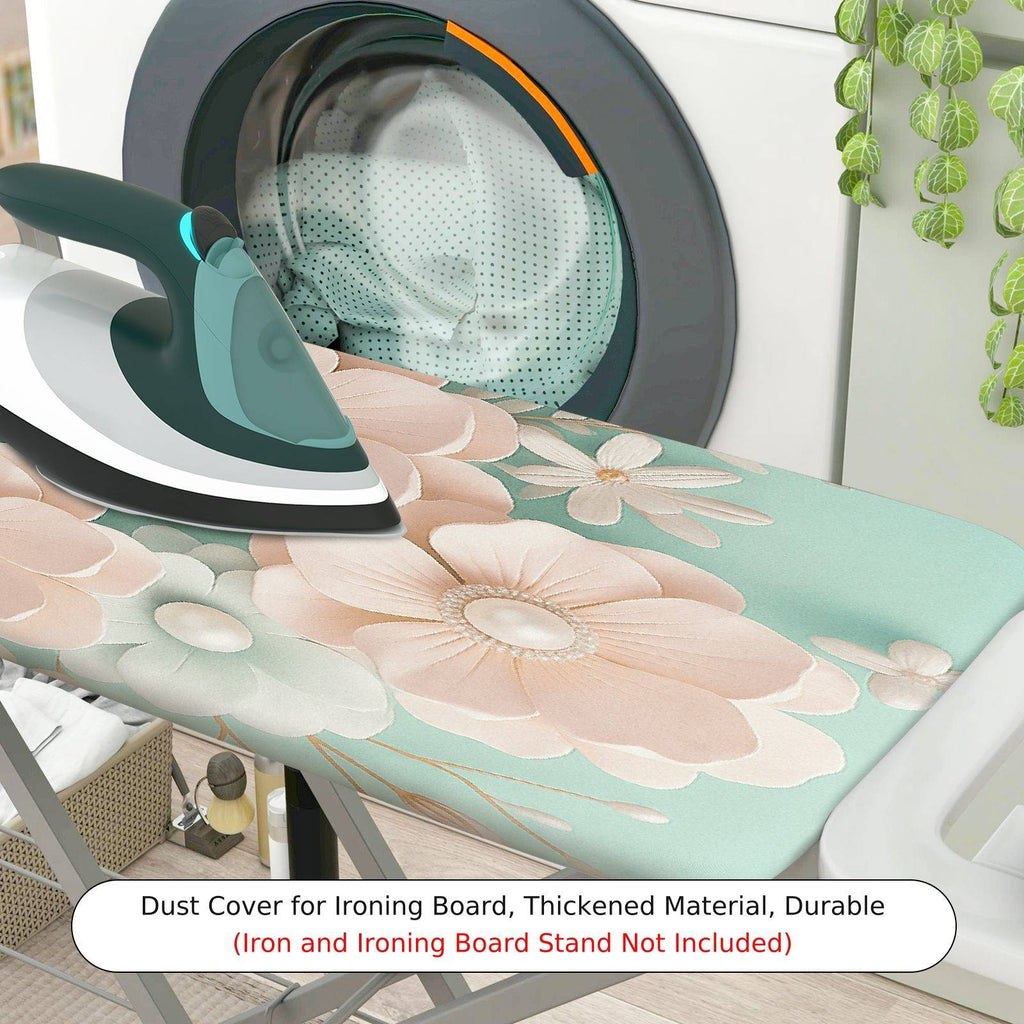 1-Piece Floral Pattern Pastel Green Beige  Ironing Board Cover, Universal Size, Without Board