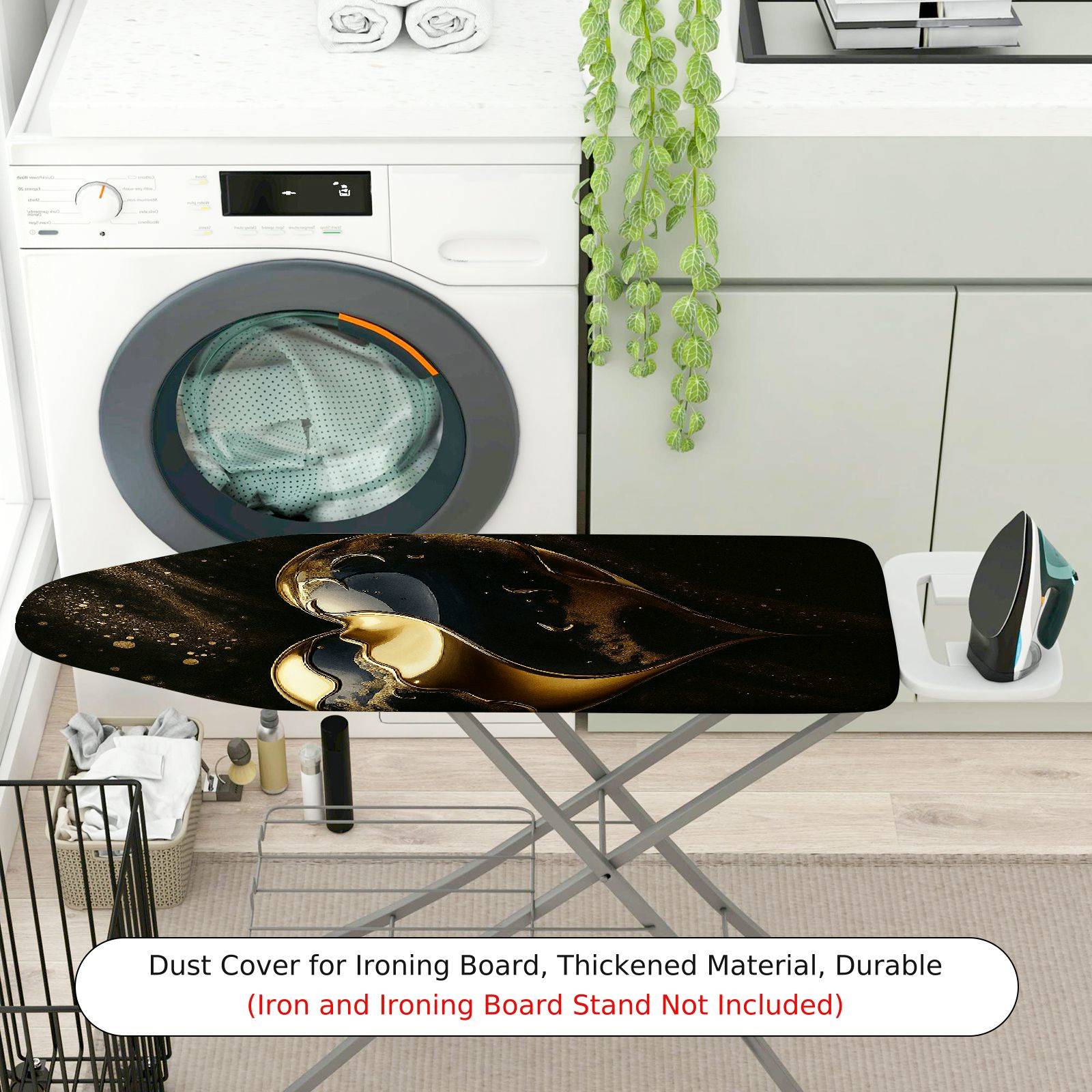 1-Piece Abstract Art Gold Black Luxury  Ironing Board Cover, Universal Size, Without Board
