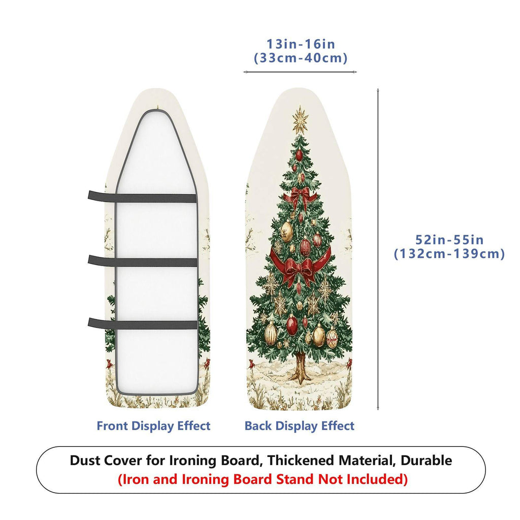 1-Piece Christmas Tree Red Bow Green Ornament  Ironing Board Cover, Universal Size, Without Board
