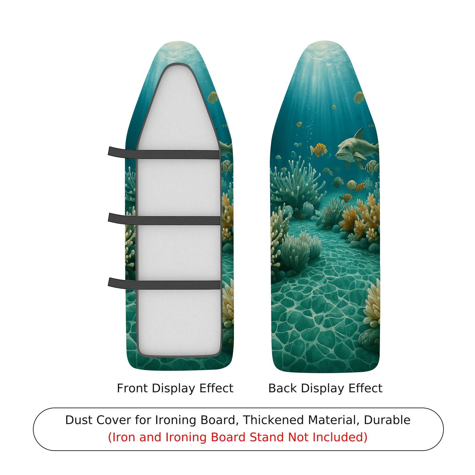 1-Piece Ocean Coral Fish  Ironing Board Cover, Universal Size, Without Board
