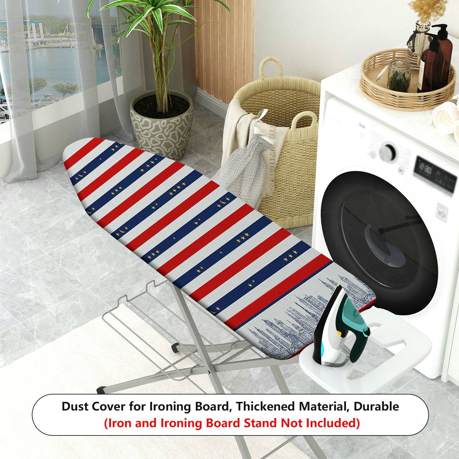 1-Piece American Stars Stripes City  Ironing Board Cover, Universal Size, Without Board