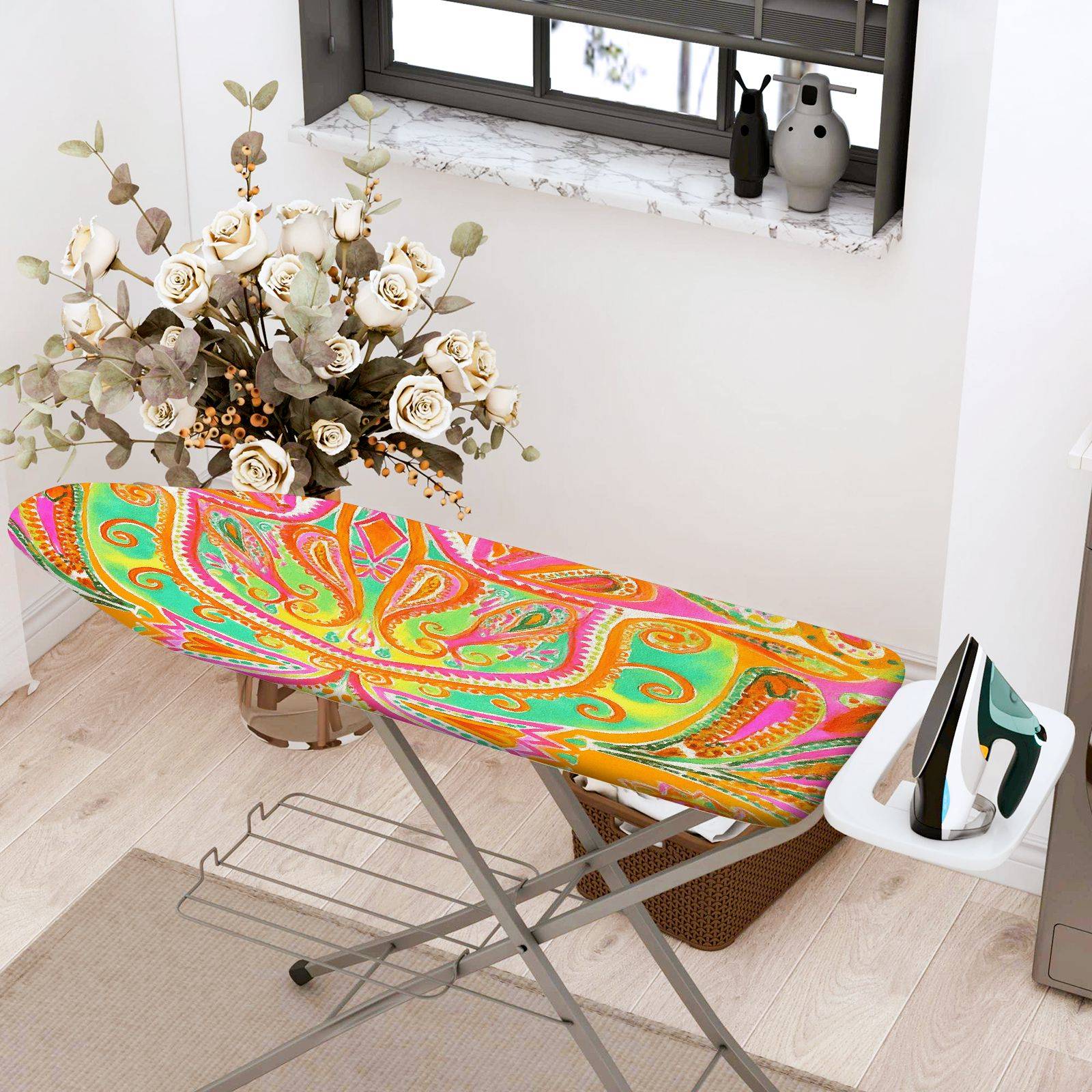 1-Piece Colorful Paisley Abstract Art  Ironing Board Cover, Universal Size, Without Board