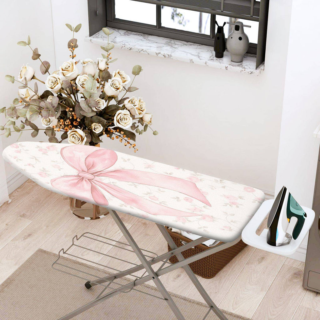 1-Piece Pink Bow Floral Pattern  Ironing Board Cover, Universal Size, Without Board