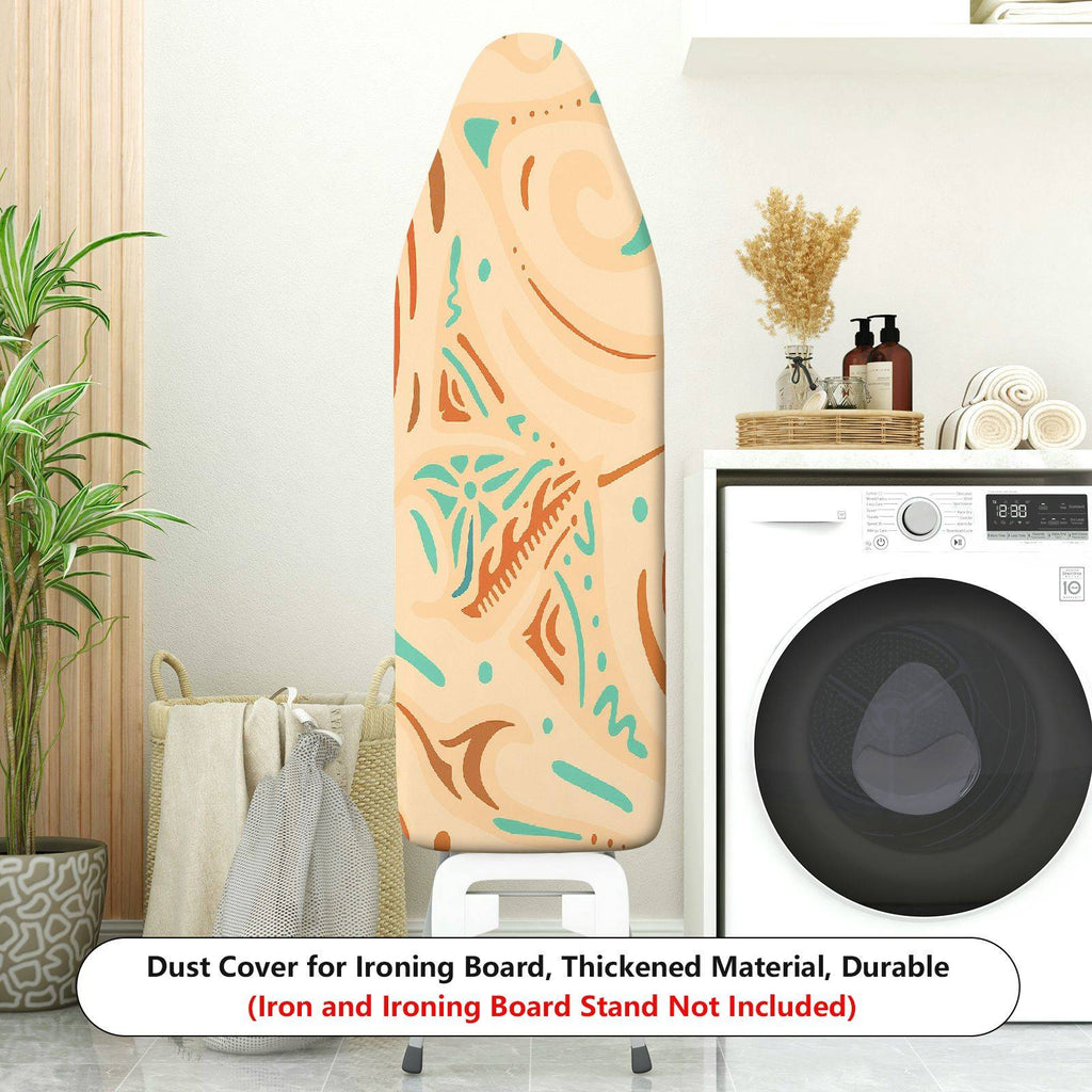 1-Piece Abstract Swirl Beige Aqua  Ironing Board Cover, Universal Size, Without Board