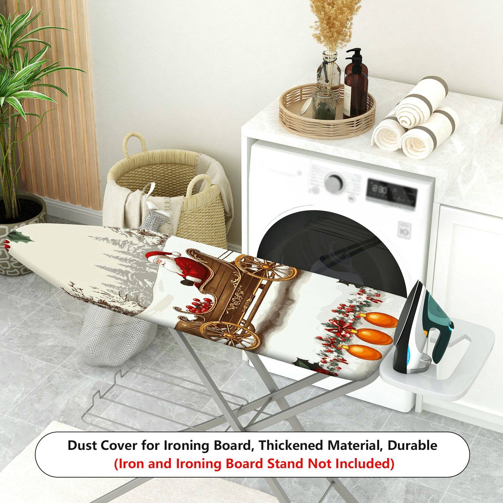 1-Piece Christmas Santa Sleigh Holiday  Ironing Board Cover, Universal Size, Without Board