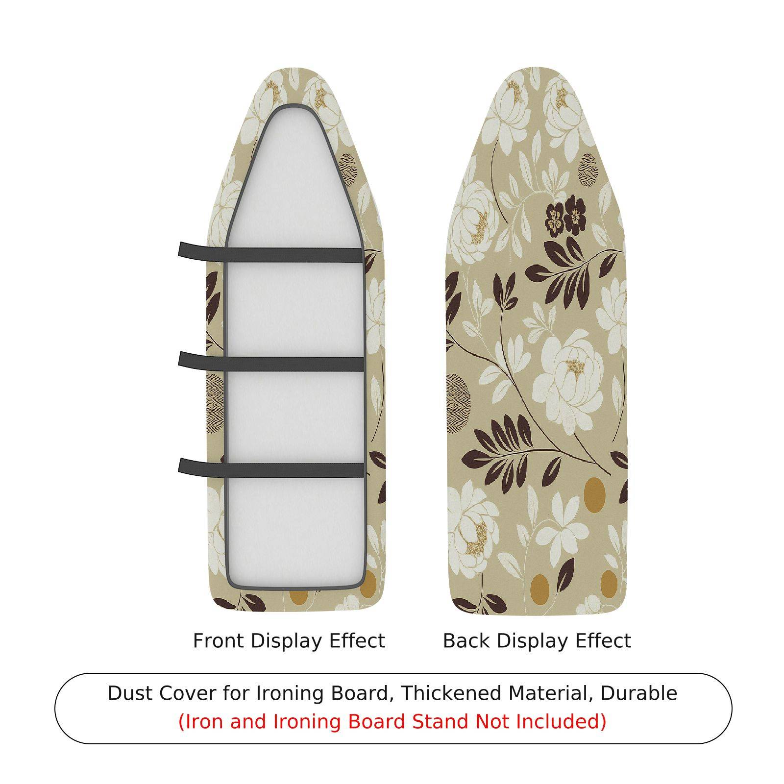 1-Piece Floral Beige Brown  Ironing Board Cover, Universal Size, Without Board