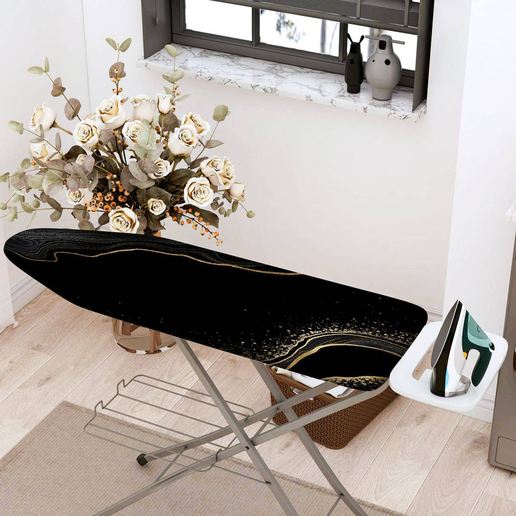 1-Piece Elegant Black Gold Abstract  Ironing Board Cover, Universal Size, Without Board