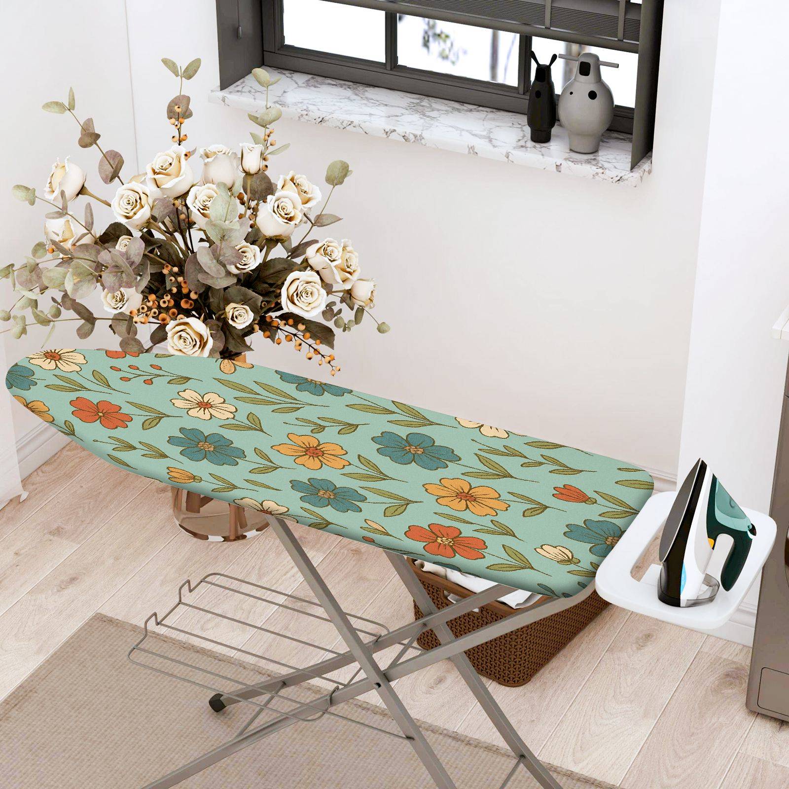 1-Piece Floral Pattern Colorful Retro  Ironing Board Cover, Universal Size, Without Board