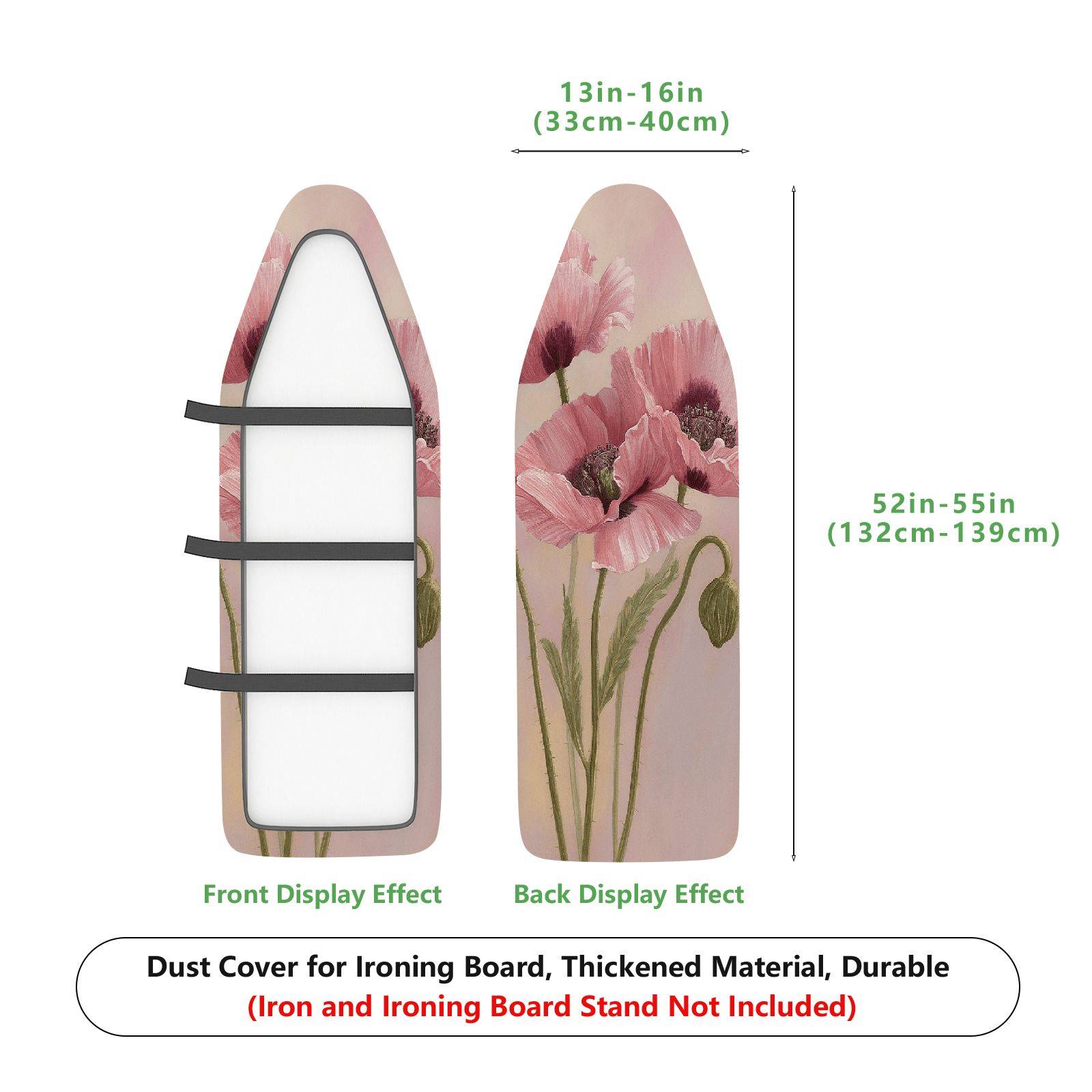1-Piece Floral Pink Artistic  Ironing Board Cover, Universal Size, Without Board