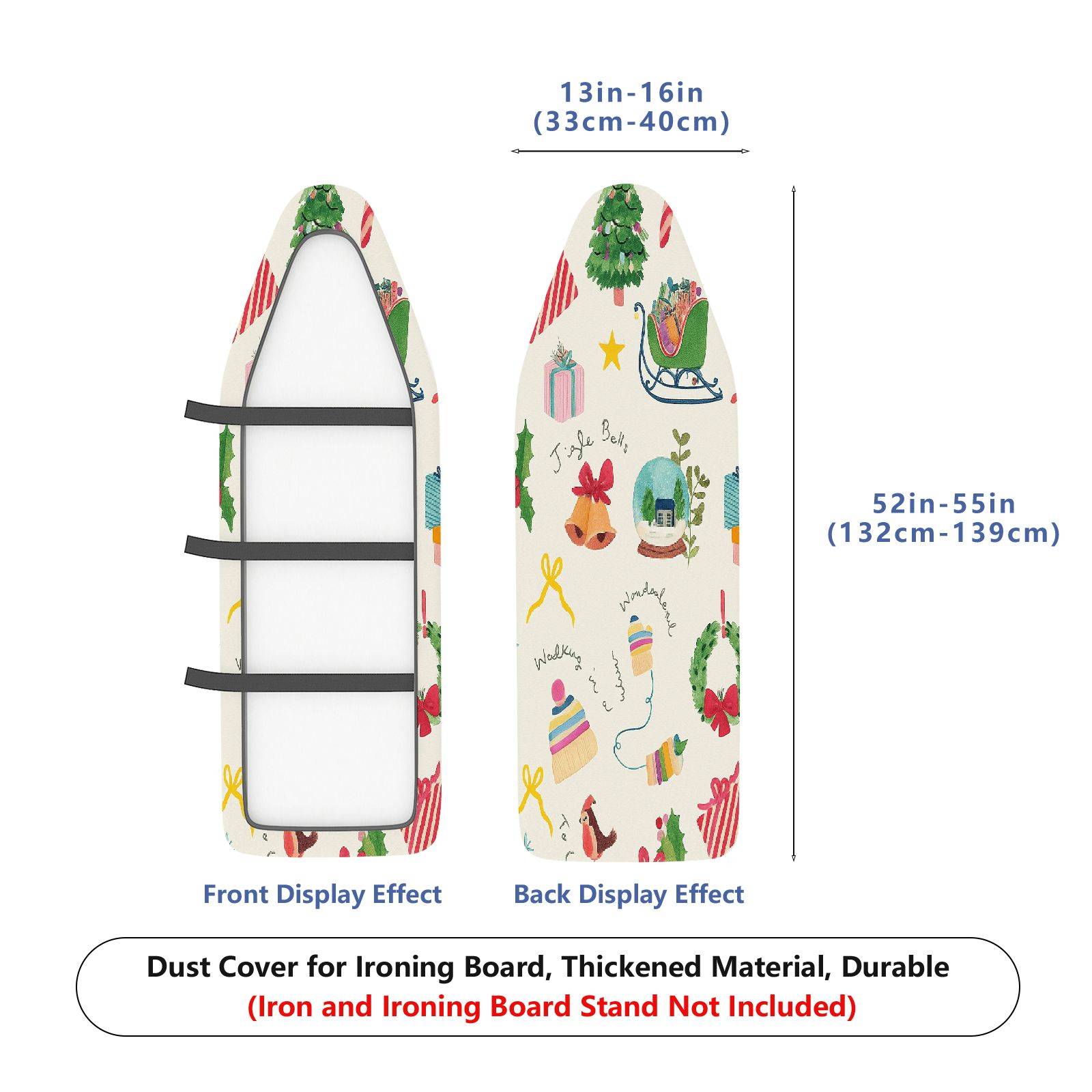 1-Piece Christmas Holiday Festive  Ironing Board Cover, Universal Size, Without Board