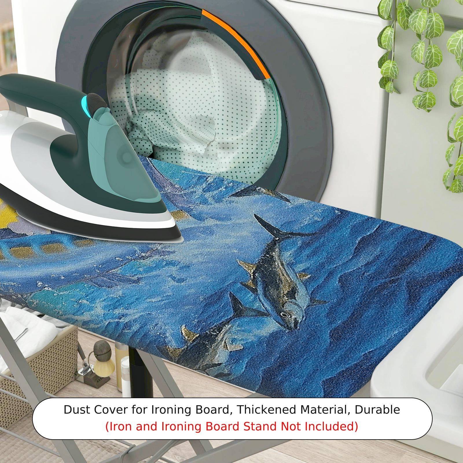 1-Piece Fish Ocean Blue  Ironing Board Cover, Universal Size, Without Board