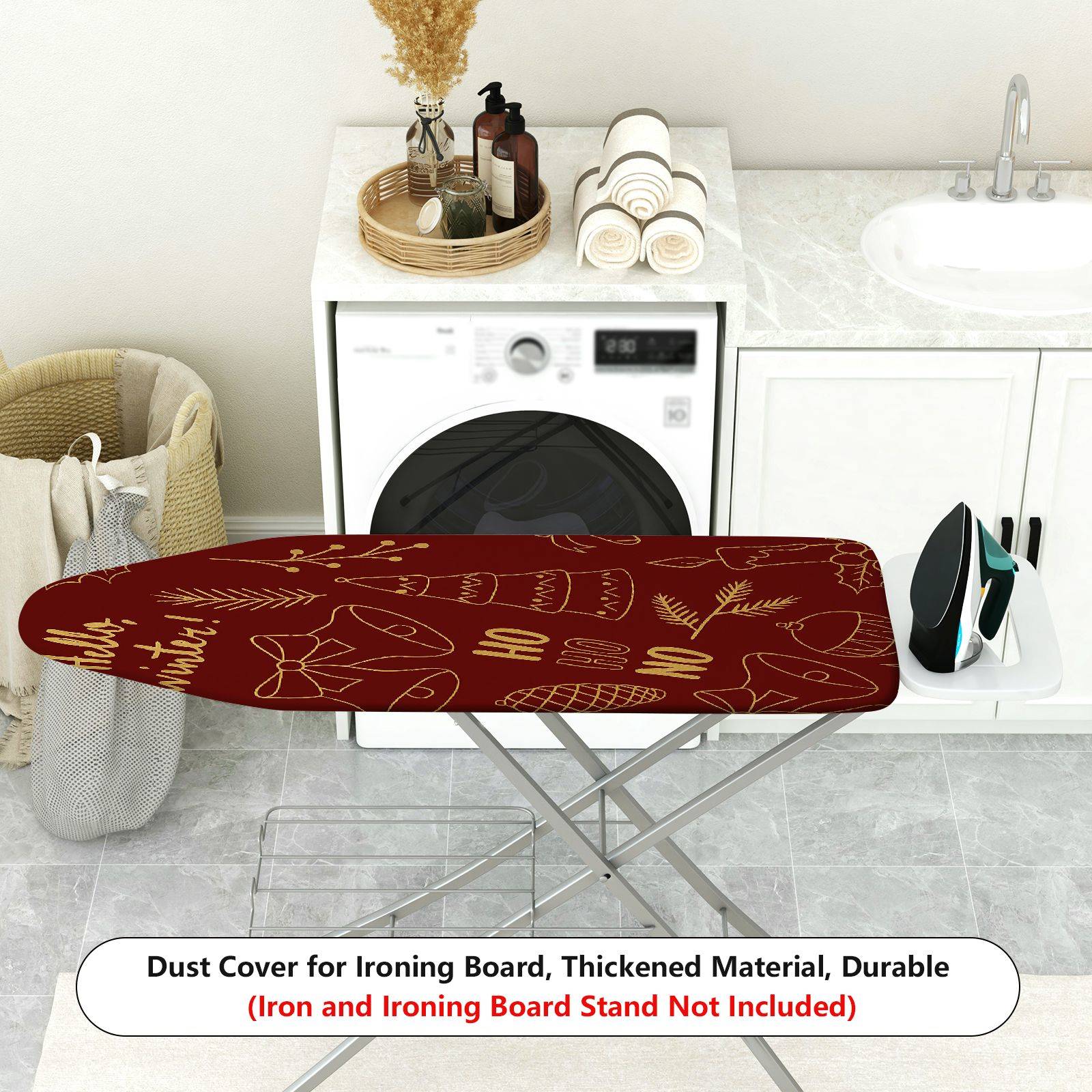 1-Piece Christmas Winter Bell  Ironing Board Cover, Universal Size, Without Board