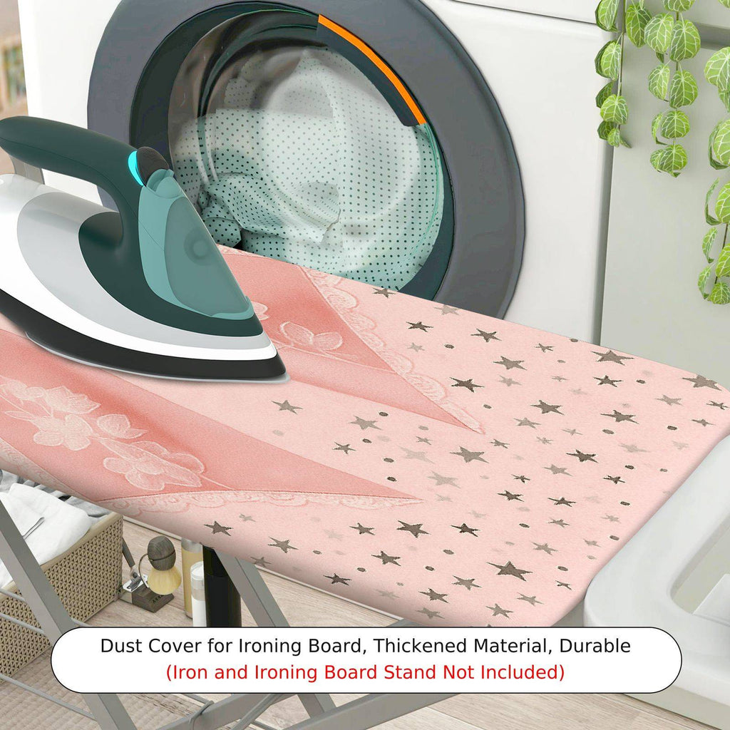 1-Piece Pink Bow Floral Star  Ironing Board Cover, Universal Size, Without Board